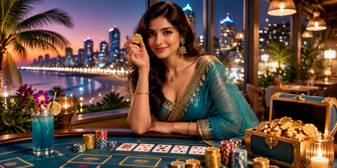 Young Indian woman playing Teen Patti online at home on mobile